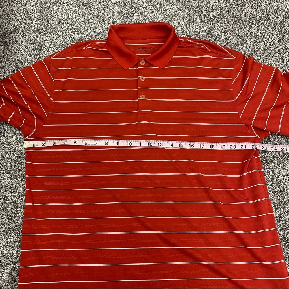Nike Golf Dri-Fit Red and White‎ Striped Polo Short Sleeve Mens Size Large